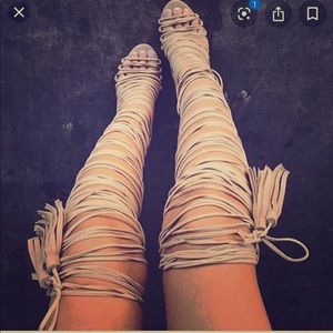 Jeffrey Campbell advert suede wrap heel